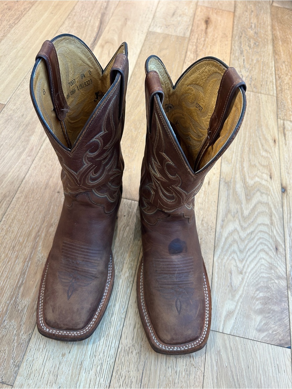 Justin 8.5D Men's Brown Leather Western Boots